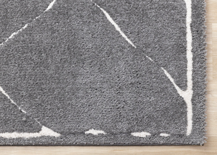 Talia Grey White Broken Lattice Rug