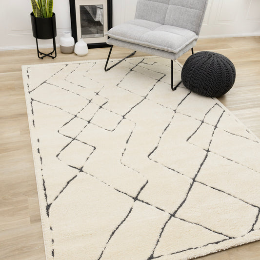 Talia Cream Black Broken Lattice Rug