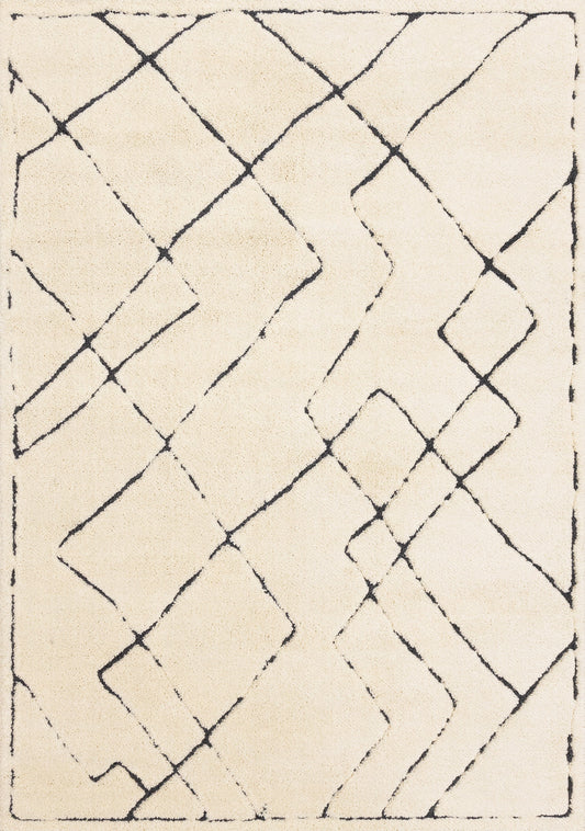 Talia Cream Black Broken Lattice Rug