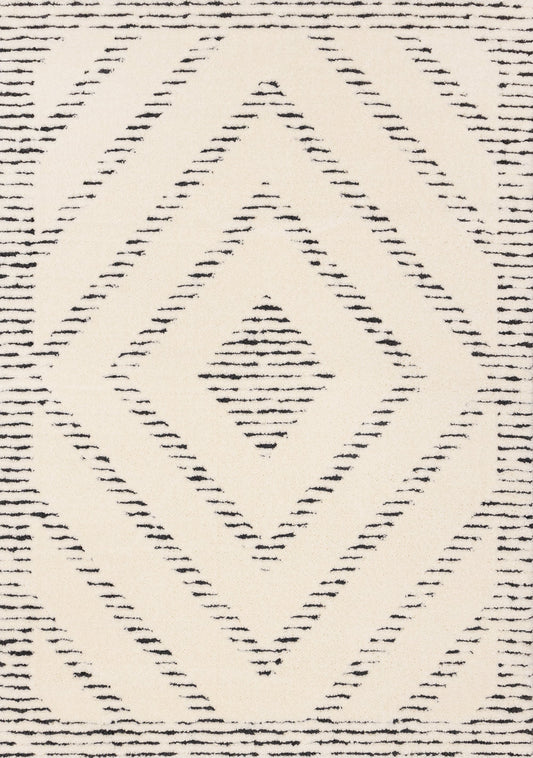 Talia Cream Black Striped Diamond Rug Design