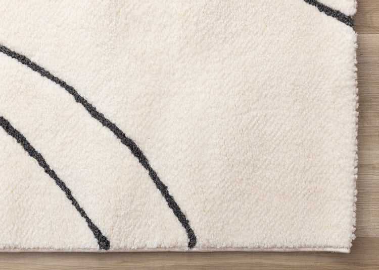 Talia White Black Organic Lines Rug