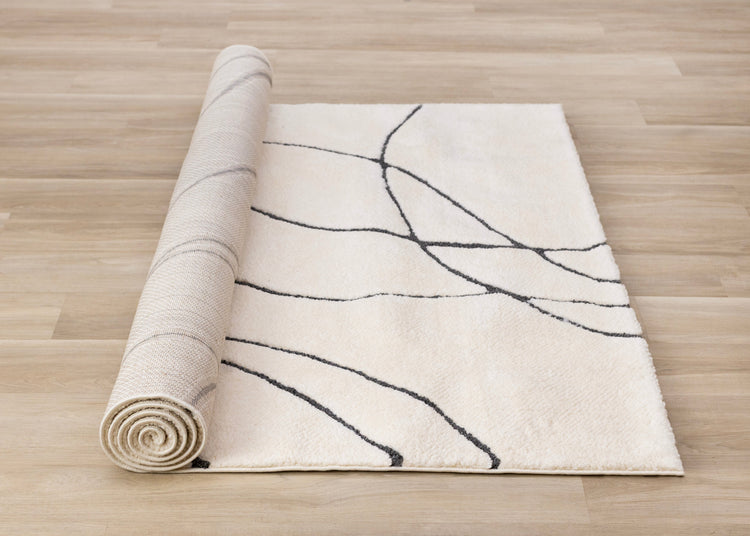 Talia White Black Organic Lines Rug