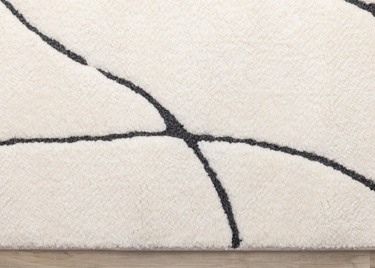 Talia White Black Organic Lines Rug