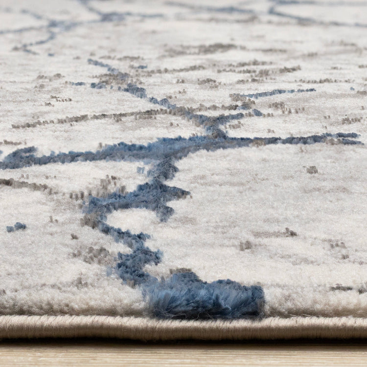 Zola Blue Grey White Cracked Design Rug
