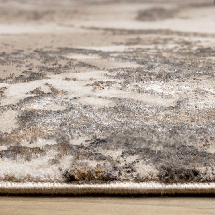 Zola Cream Taupe Brown Distressed Foliage Rug