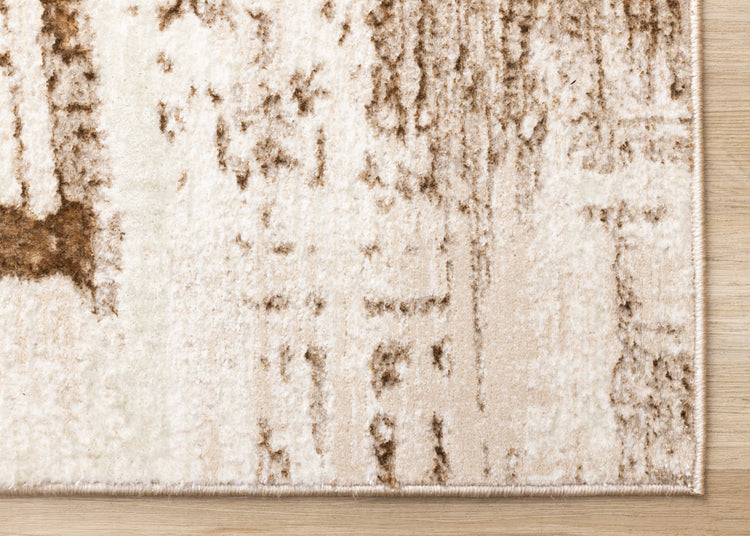 Zola Cream Brown Organic Distressed Design Rug