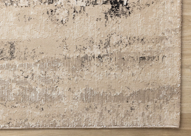 Zola Beige Cream Black Distressed Rug