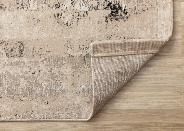 Zola Beige Cream Black Distressed Rug