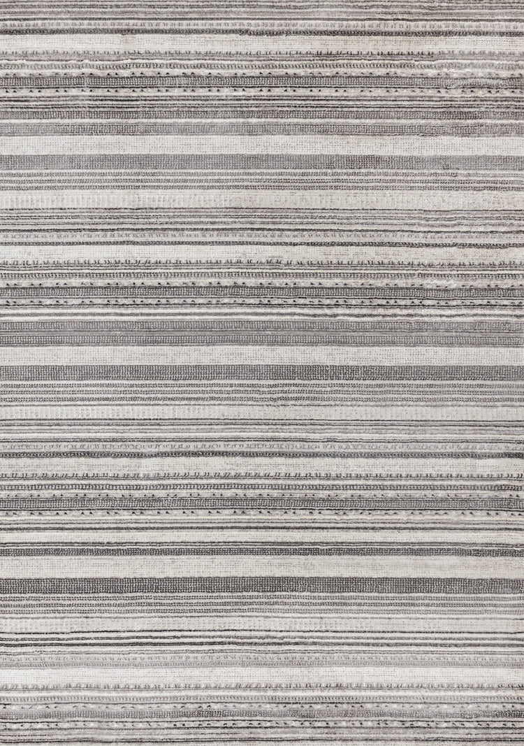Zola Grey White Black Patterned Rows Rug