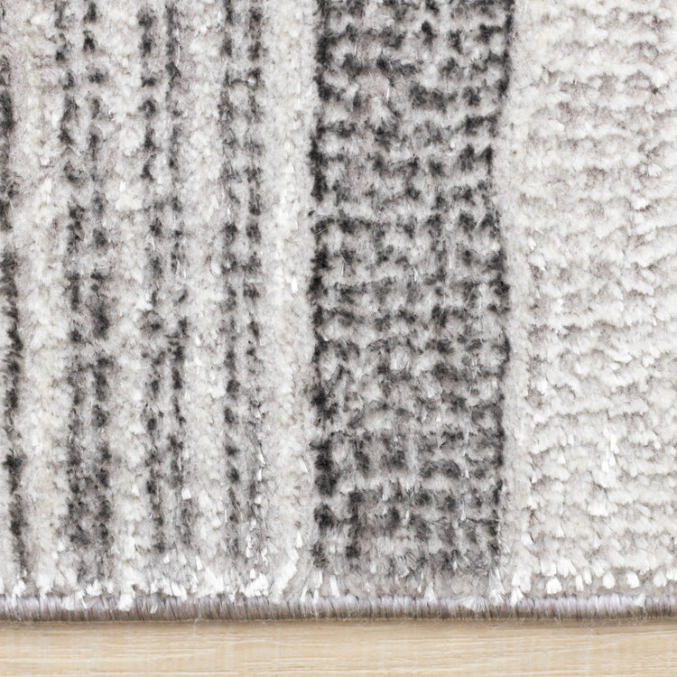 Zola Grey White Black Patterned Rows Rug