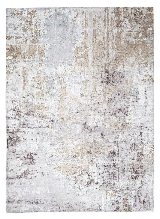 Sparx Distressed Beige Grey Washable Modern Rug by Viana