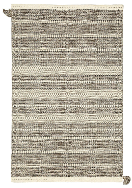 Nordique NOR-12LGRY Handmade Light Grey Reversible Wool Area Rug By Viana Inc
