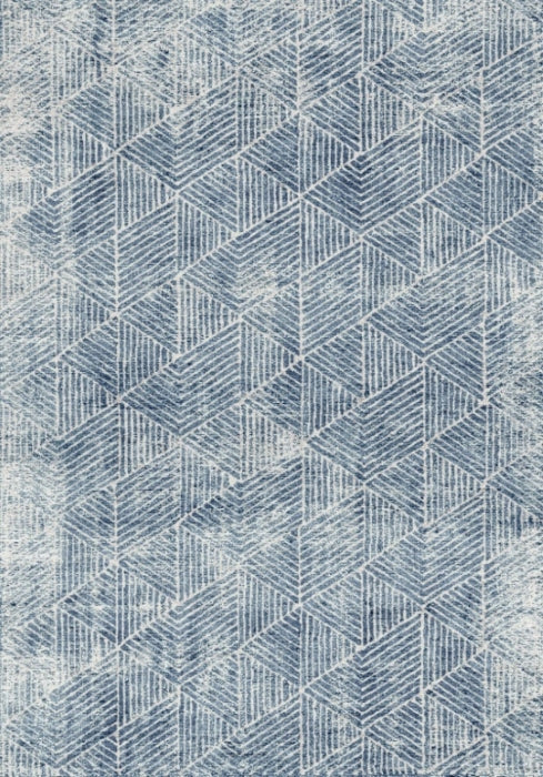 Aura Washable Spill Proof Blue White Area Rug by Viana