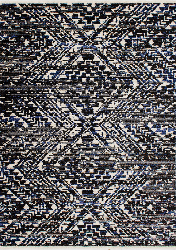 Calabar Black Grey Blue Global Inspired Rug by Kalora Interiors