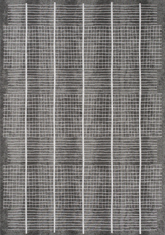 Cathedral Grey Grid Patterns Rug by Kalora Interiors