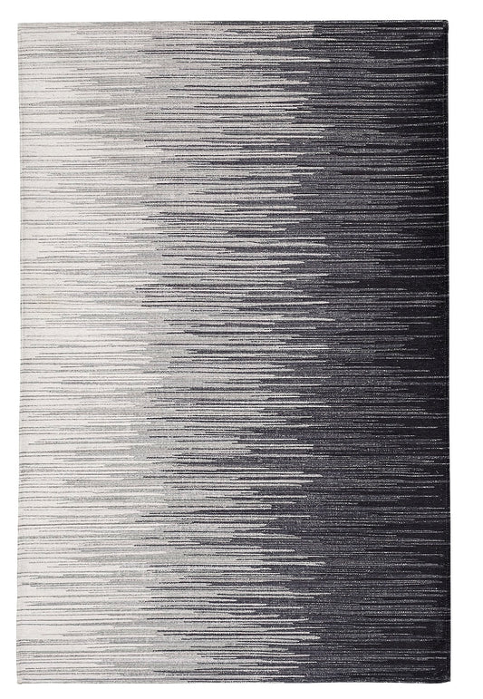 Sparx Midnight Black White Distressed Modern Rug by Viana