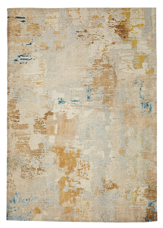 Sparx Distressed Marble Gold Beige Washable Transitional Rug by Viana