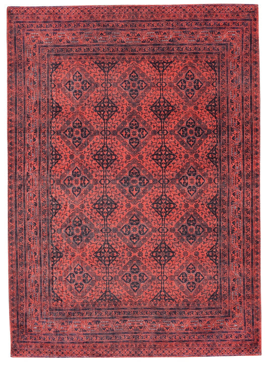 Sparx Medallion Red Washable Modern Rug by Viana