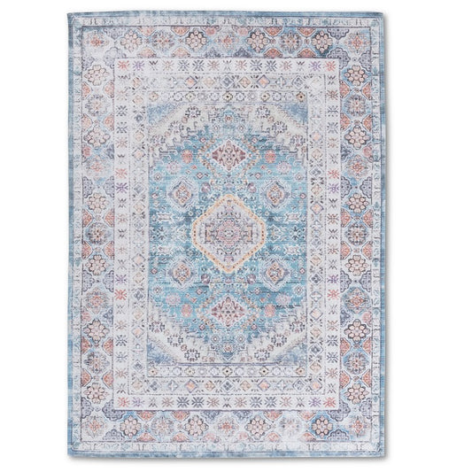 Sparx Distressed Blue Washable Transitional Rug by Viana