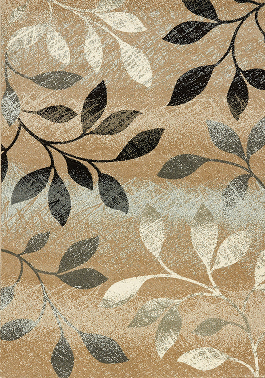 Casa Taupe Blue Leafy Rug by Kalora Interiors