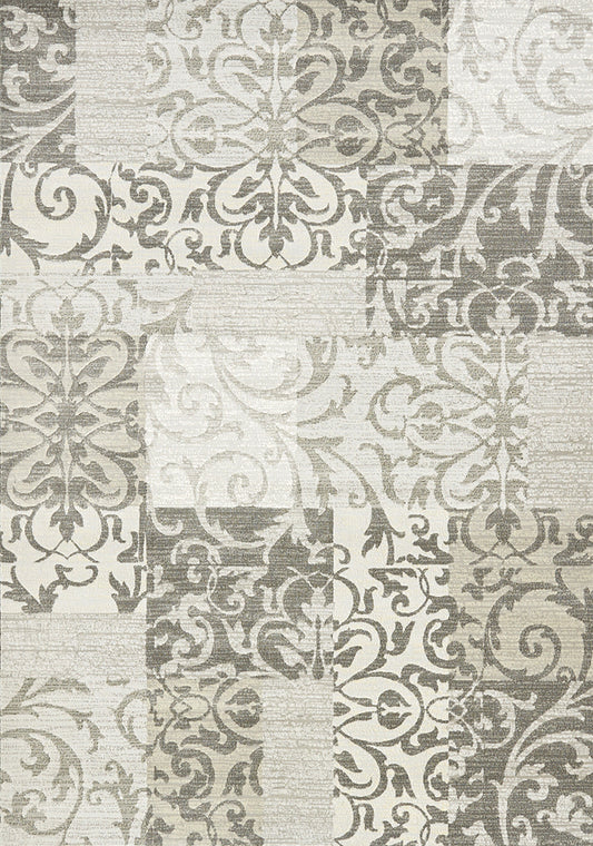 Intrigue Grey Damask Patchwork Rug by Kalora Interiors