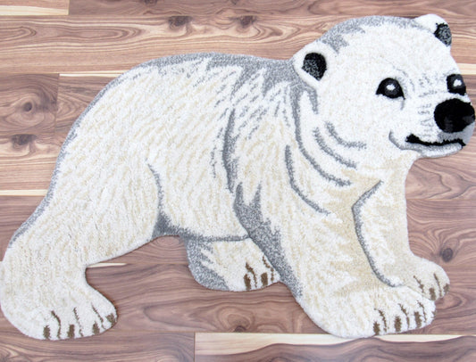 Baby Polar Bear SAF-BPOL Alfombra de área de lana tejida a mano por Viana Inc