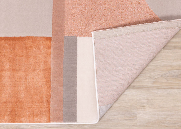 Belle Pink Grey Cream Multi-Geometric Pattern Plush Rug by Kalora Interiors