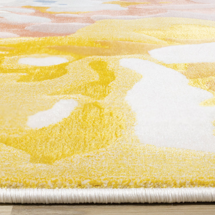 Belle Yellow Blue Pink Floral Rug by Kalora Interiors