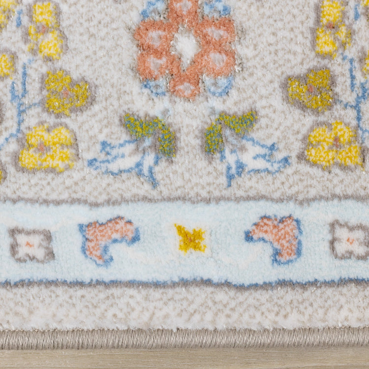 Belle Cream Yellow Blue Classic Border Rug by Kalora Interiors