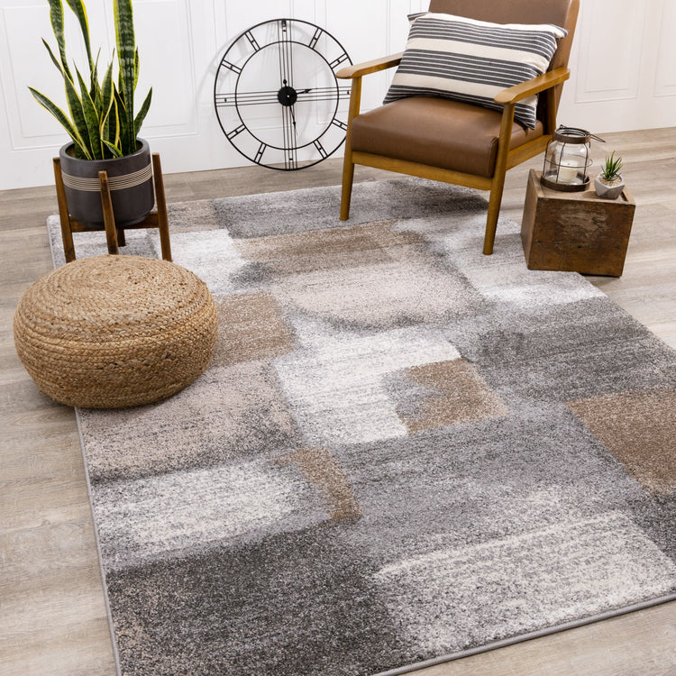 Breeze Blue Grey Simple Patches Rug by Kalora Interiors