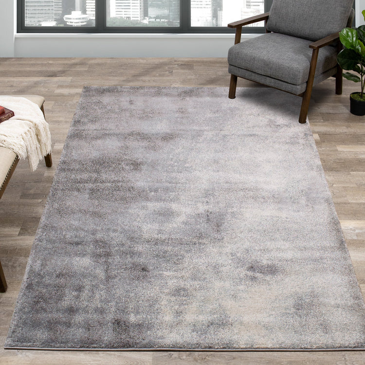 Breeze Grey Cream Blue Distressed Rug by Kalora Interiors