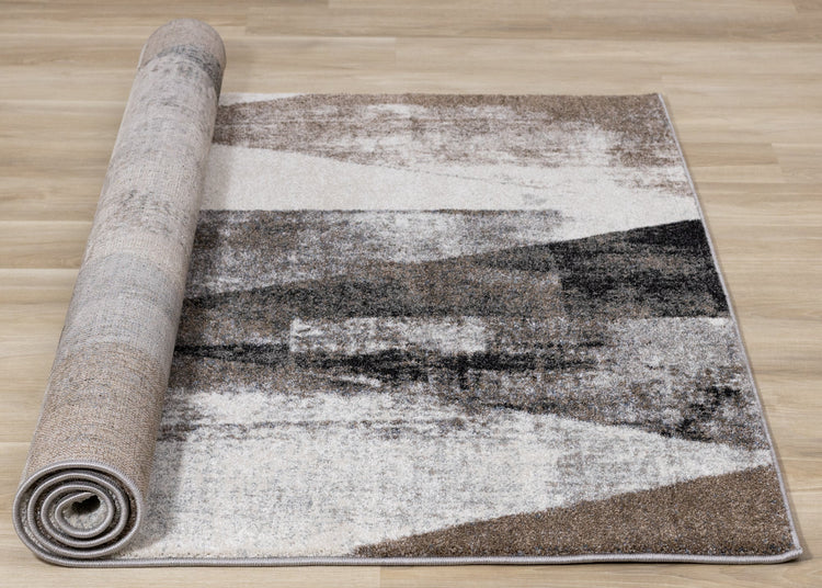 Breeze Cream Brown Grey Robust Triangle Rug by Kalora Interiors