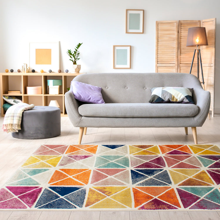 Brighton Beige Yellow Geometric Rug by Kalora Interiors