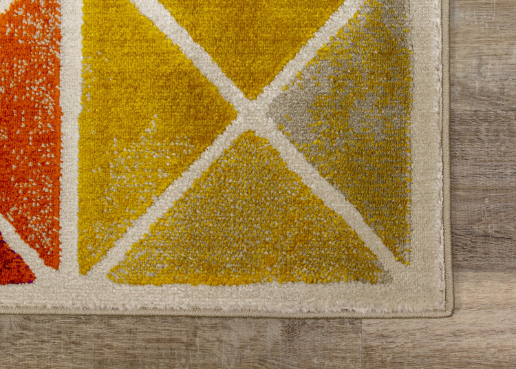 Brighton Beige Yellow Geometric Rug by Kalora Interiors