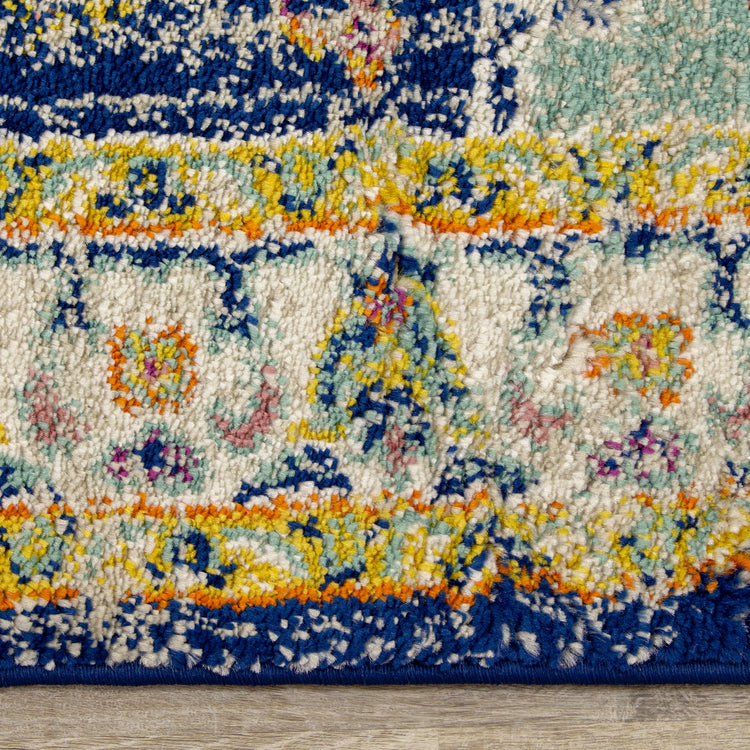 Brighton Blue Beige Multicolour Traditional Rug by Kalora Interiors