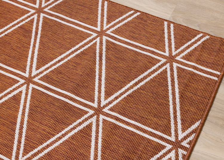 Bristol Orange White Geometric Triangle Rug by Kalora Interiors