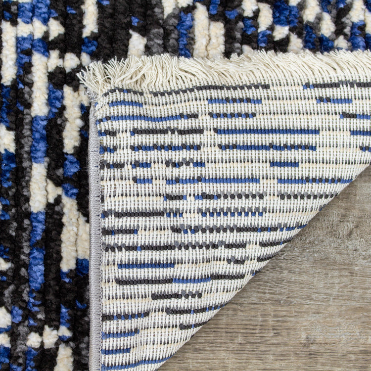 Calabar Black Grey Blue Global Inspired Rug by Kalora Interiors