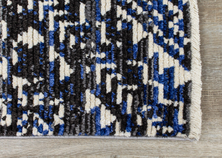 Calabar Black Grey Blue Global Inspired Rug by Kalora Interiors