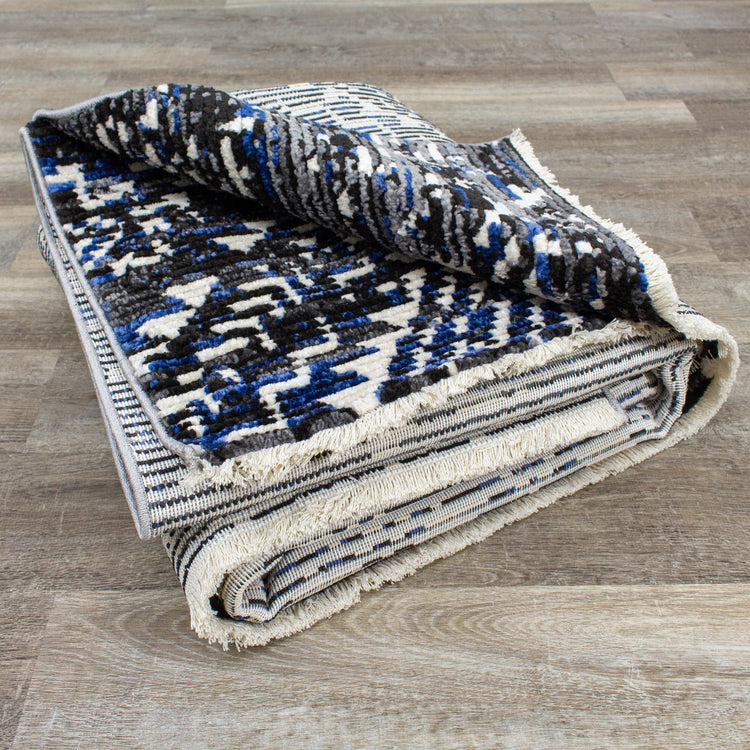 Calabar Black Grey Blue Global Inspired Rug by Kalora Interiors