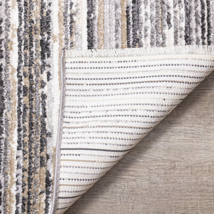 Calabar Grey Beige White Banded Blend Rug by Kalora Interiors