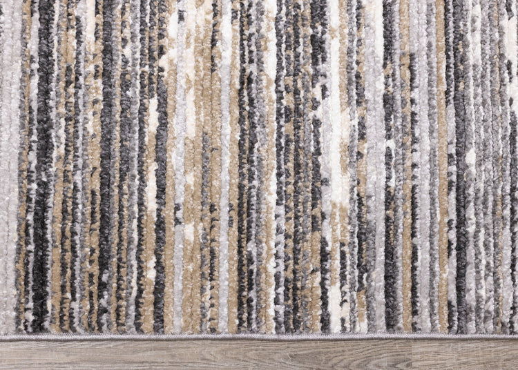 Calabar Grey Beige White Banded Blend Rug by Kalora Interiors