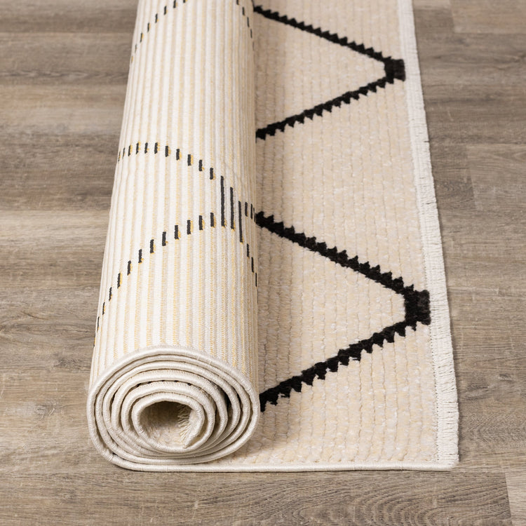 Calabar Cream Grey Lattice Rug by Kalora Interiors