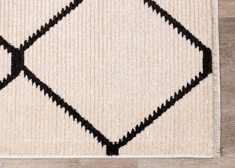 Calabar Cream Grey Lattice Rug by Kalora Interiors