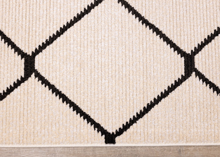 Calabar Cream Grey Lattice Rug by Kalora Interiors