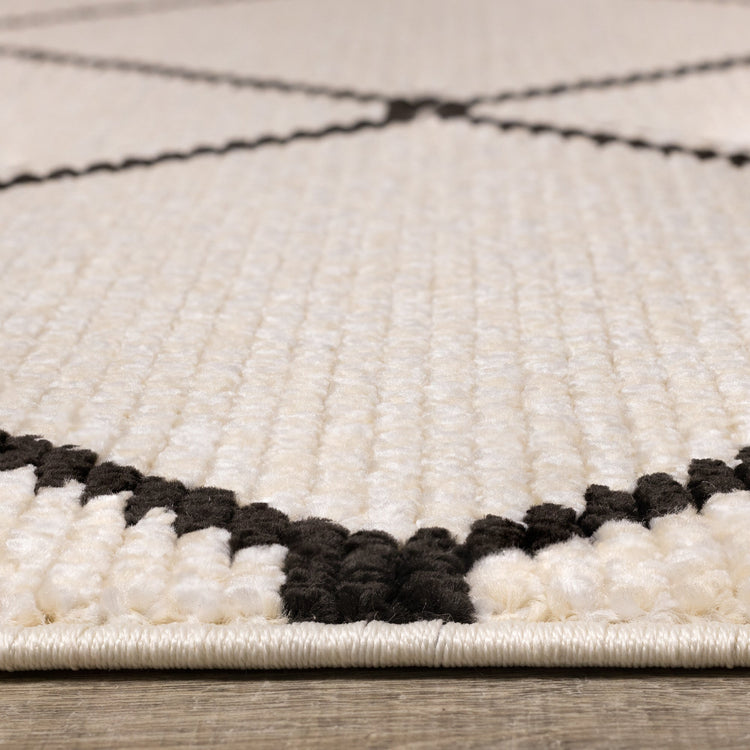 Calabar Cream Grey Lattice Rug by Kalora Interiors