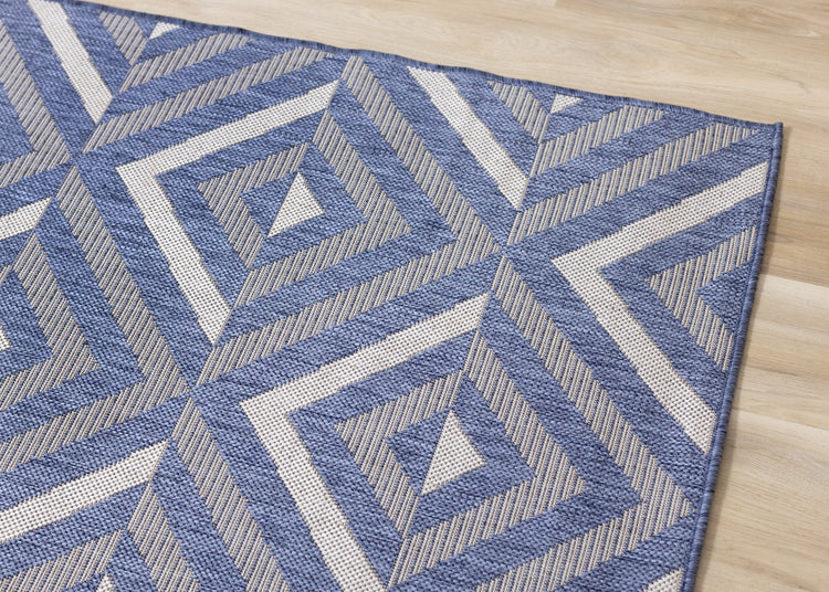 Canopy Blue Grey Geometric Indoor/Outdoor Rug by Kalora Interiors