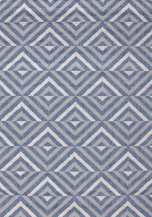 Alfombra Canopy azul gris geométrica para interior/exterior de Kalora Interiors