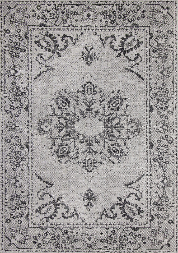 Alfombra tradicional gris y negra Canopy para interior/exterior de Kalora Interiors