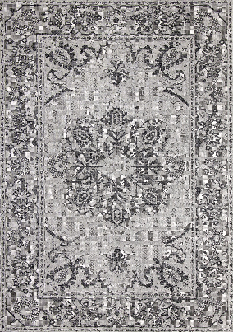 Canopy Grey Black Traditional Indoor/Outdoor Rug by Kalora Interiors