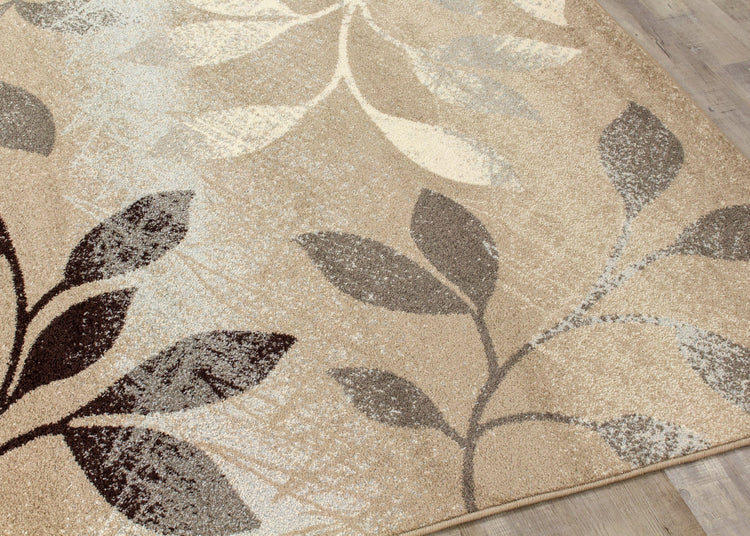 Casa Taupe Blue Leafy Rug by Kalora Interiors